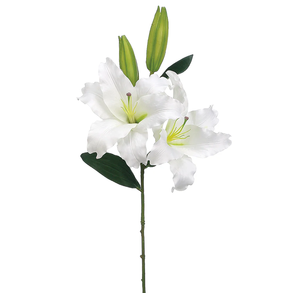 36.5" Hand-Wrapped Silk Casablanca Lily Flower Spray -White (Pack of 12)