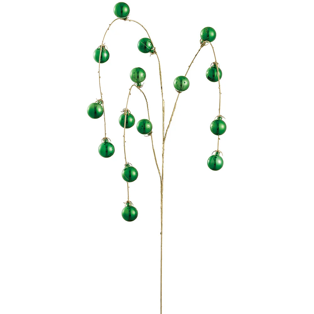 36.5" Hanging Plastic Ball Artificial Stem -Green (Pack of 12)