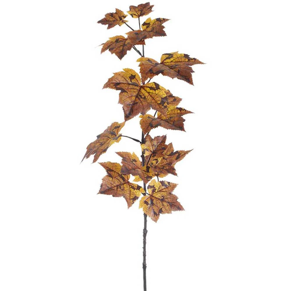 36" Artificial Maple Leaf Stem w/Bats -Orange/Black (Pack of 12)