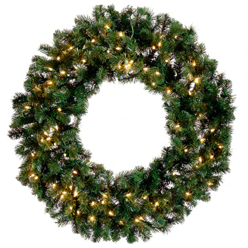 36" Artificial Windsor Pine Wreath, Pre-Lit -Green (Pack of 2)