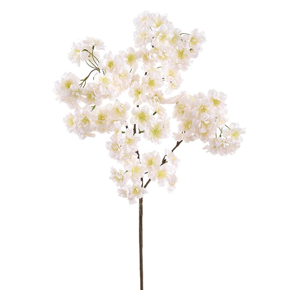 36" Cherry Blossom Silk Flower Stem -Cream (Pack of 6)