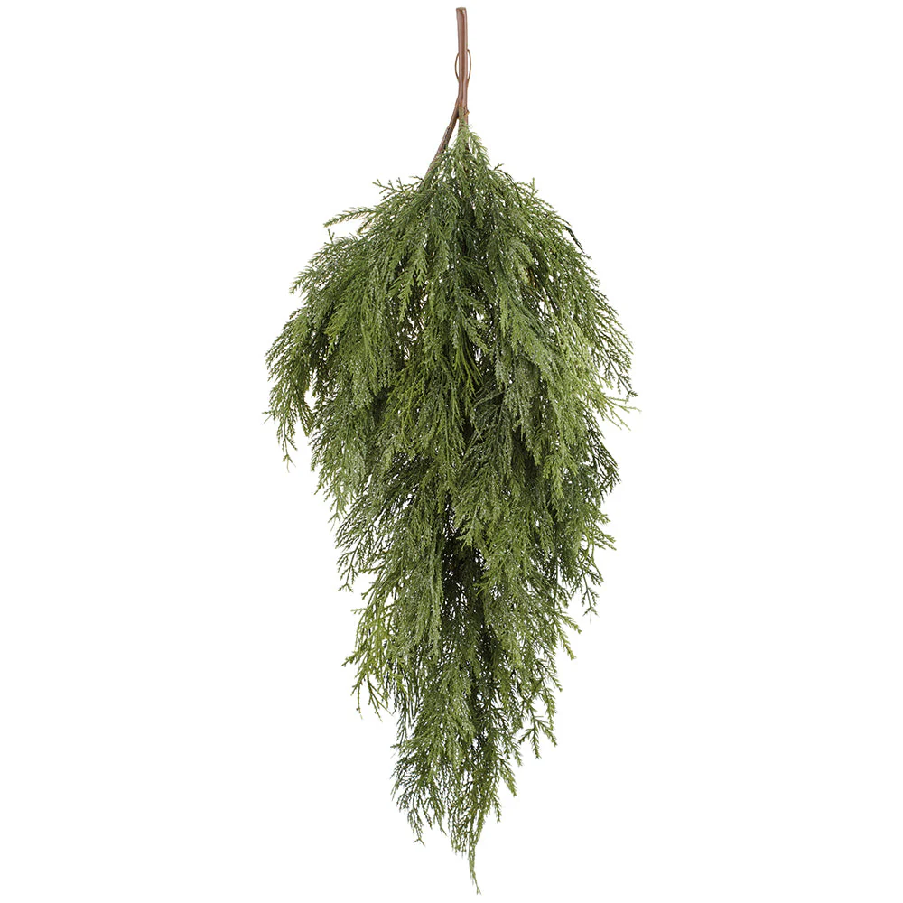 36" Deluxe Glittered Artificial Mixed Cedar Teardrop Swag -Green (Pack of 4)