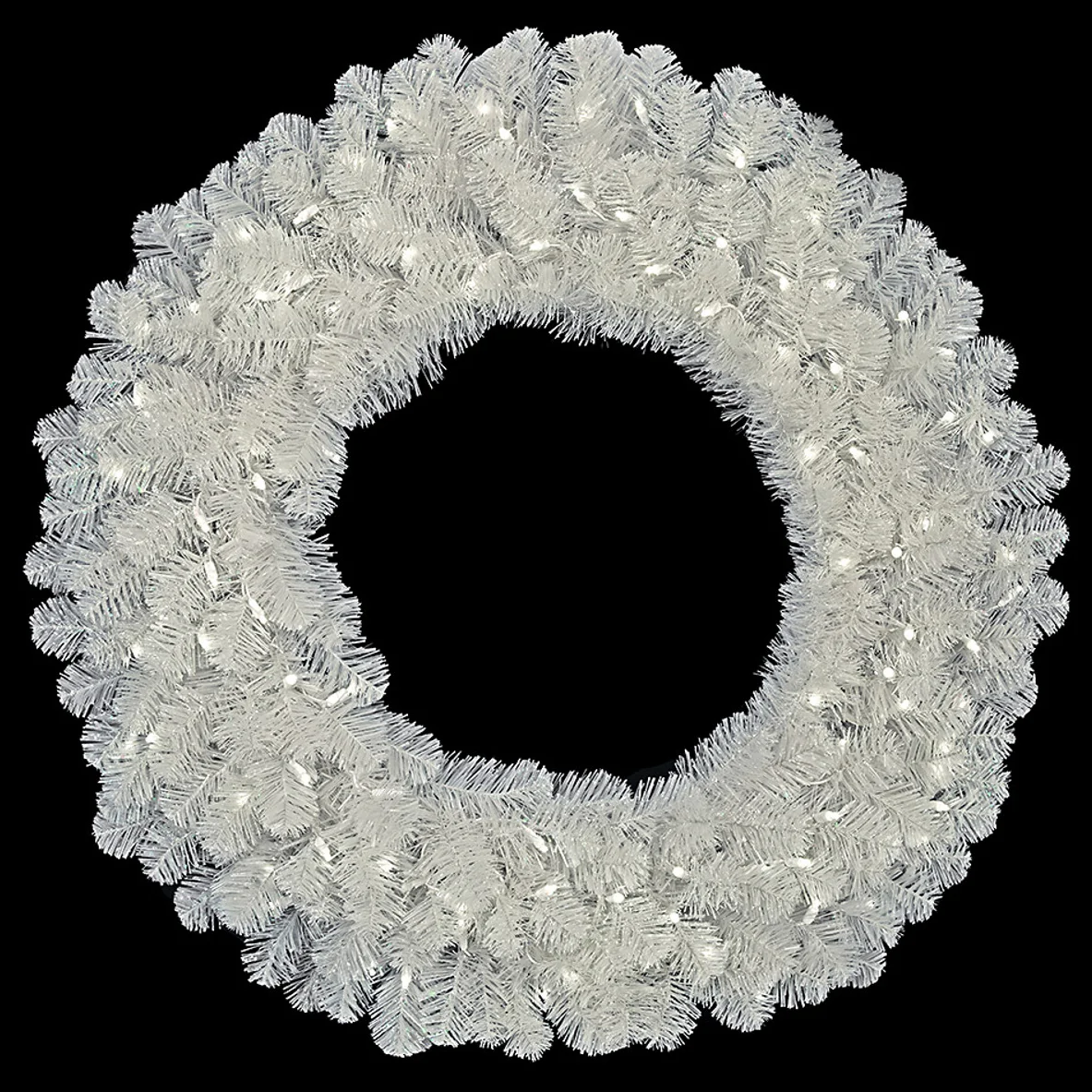 36" Flocked Artificial White Spruce Wreath, LED Pre-Lit (Cool White) -White - Image 2