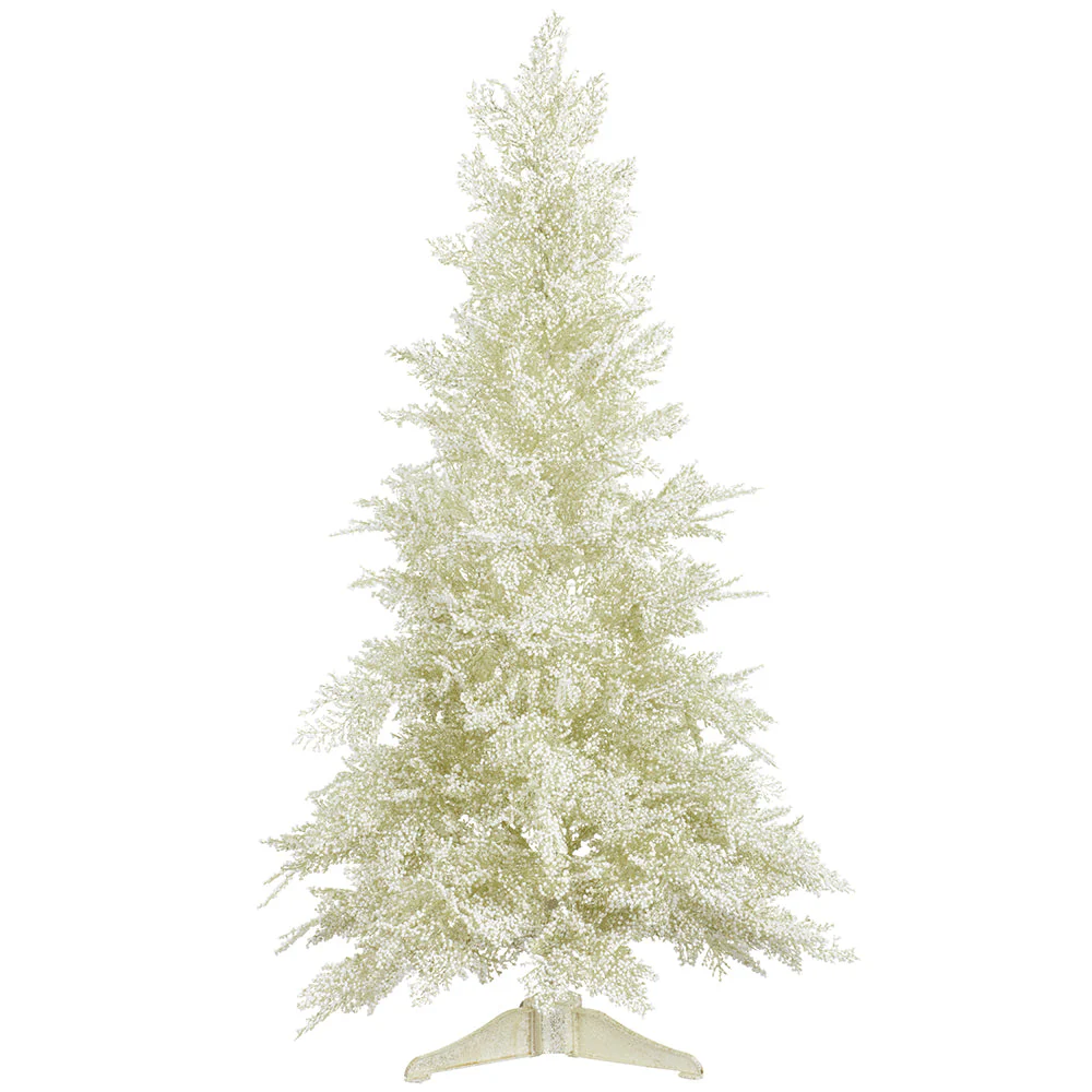 36" Glittered Artificial Mini Berry Tree w/Stand -Champagne/White (Pack of 2)