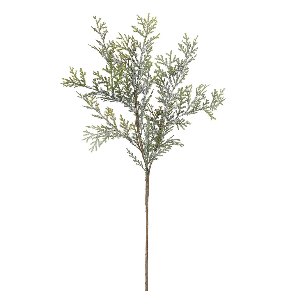 36" Iced Artificial Cedar Stem -Green/Clear (Pack of 6)