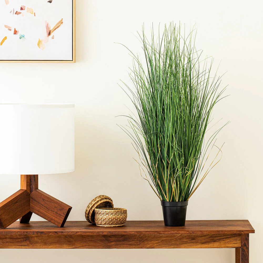 36" IFR PVC Curled Grass Artificial Plant w/Pot -Green - Image 6