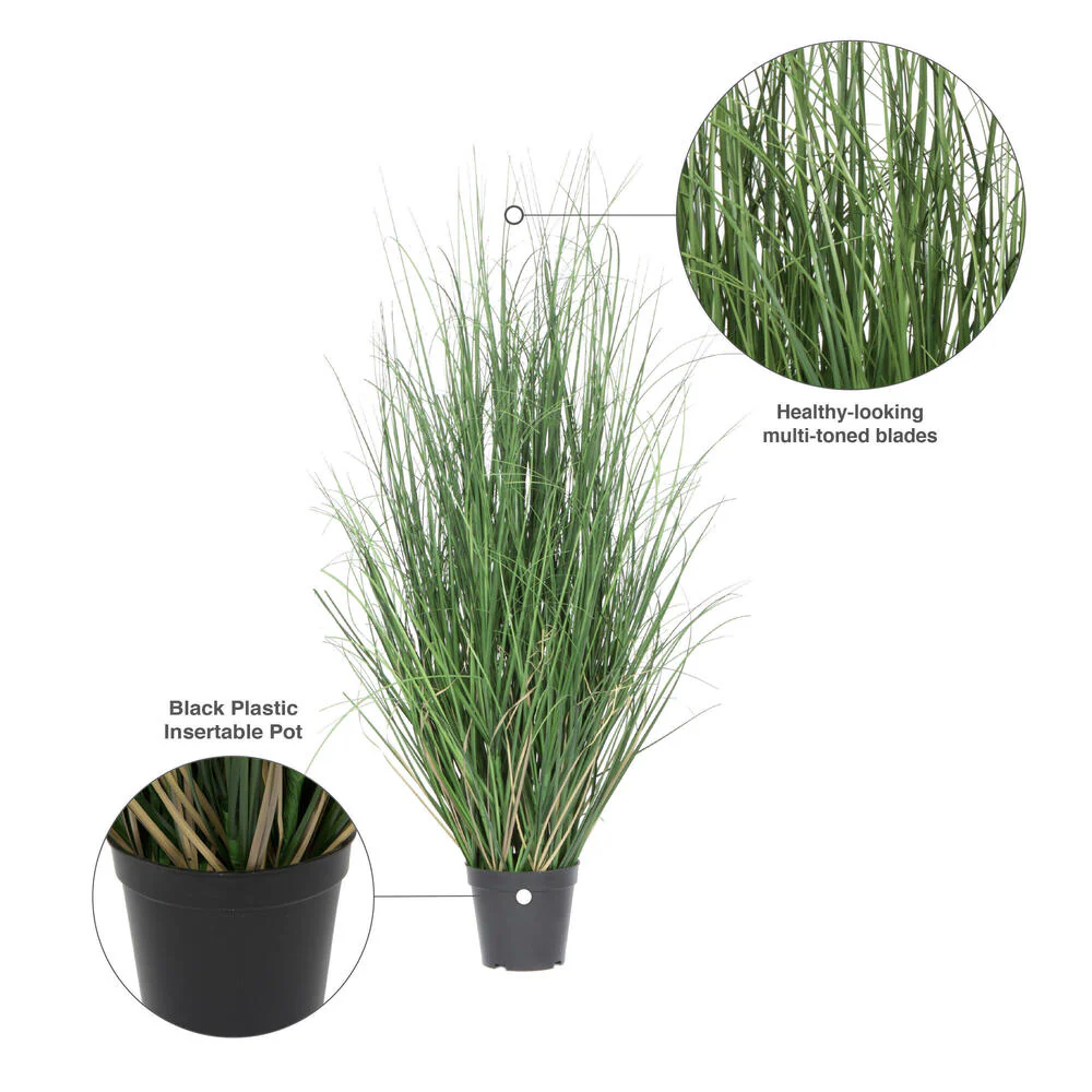 36" IFR PVC Curled Grass Artificial Plant w/Pot -Green - Image 7
