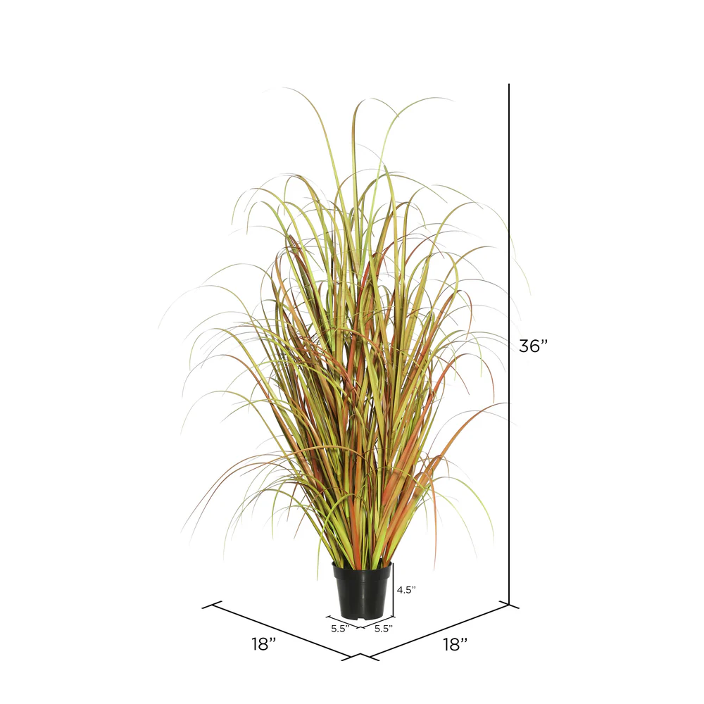 36" IFR PVC Mixed Grass Artificial Plant w/Pot -2 Tone Brown - Image 3