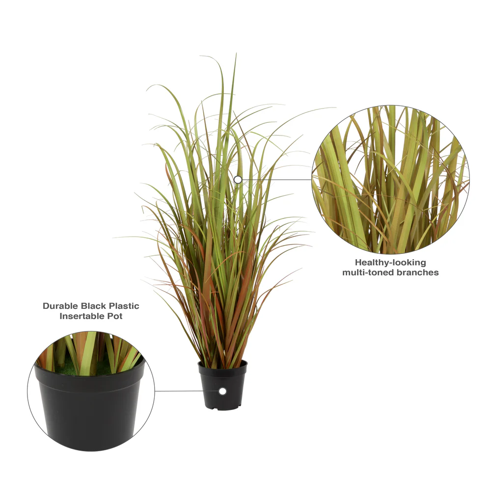 36" IFR PVC Mixed Grass Artificial Plant w/Pot -2 Tone Brown - Image 6
