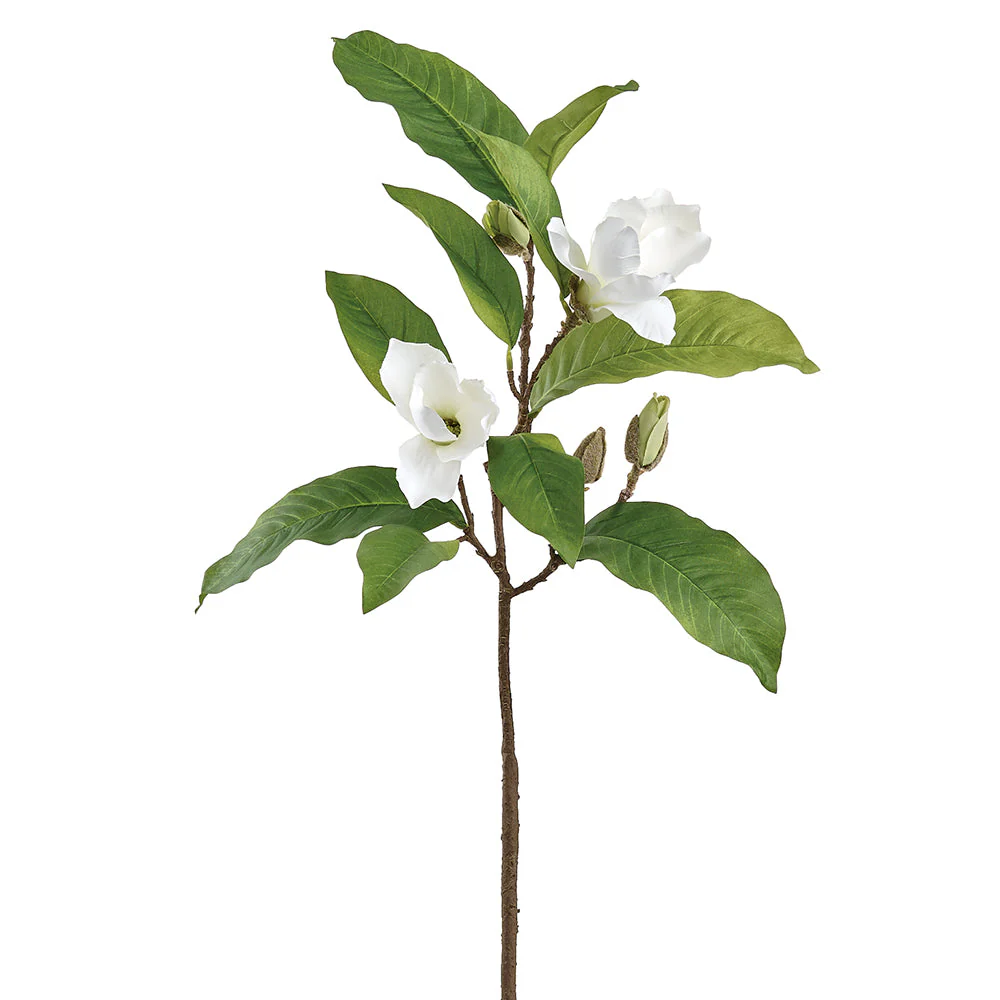 36" Magnolia Silk Flower Stem -White (Pack of 6)