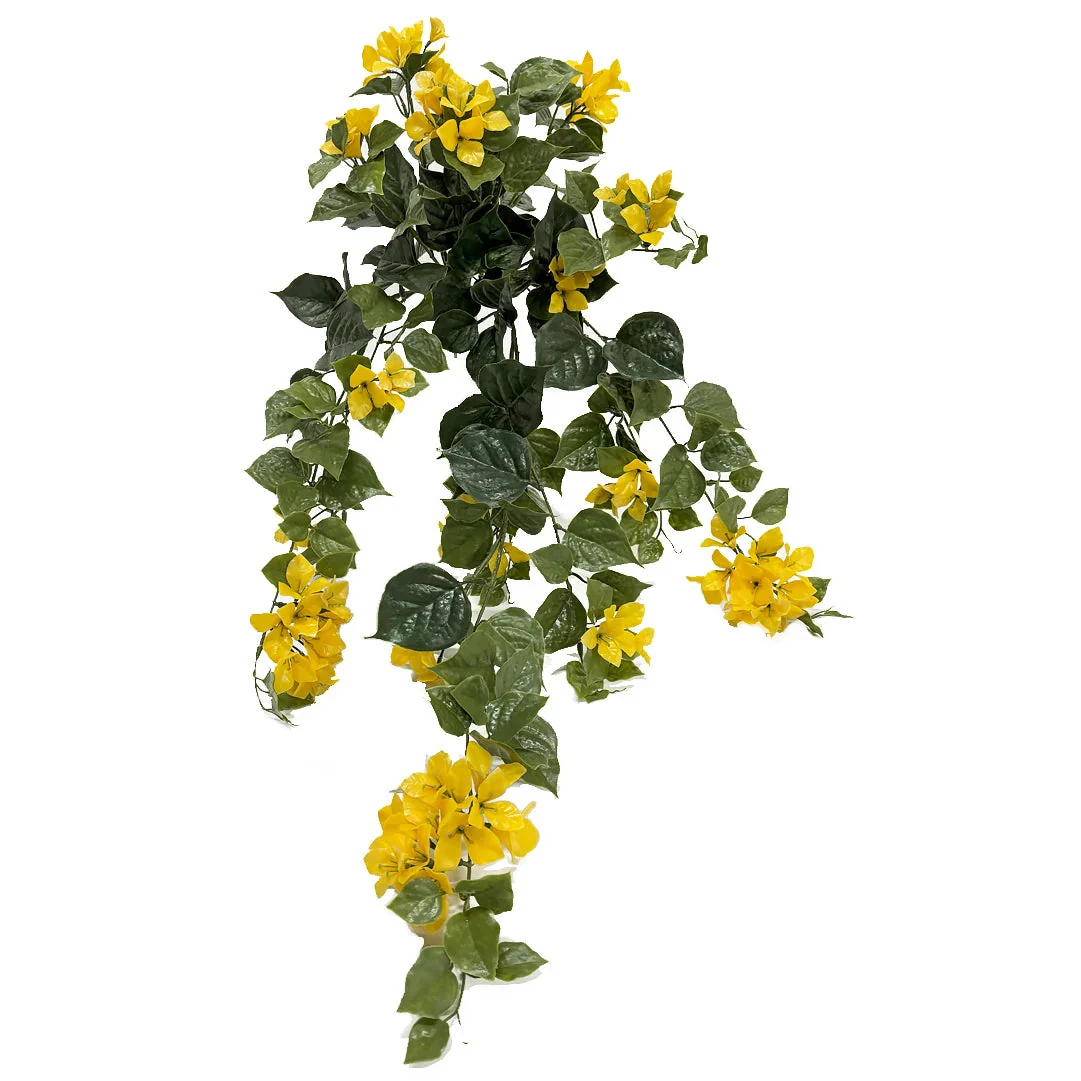 36" Outdoor UV-Proof Artificial Bougainvillea Flower Bush -Yellow (Pack of 4)