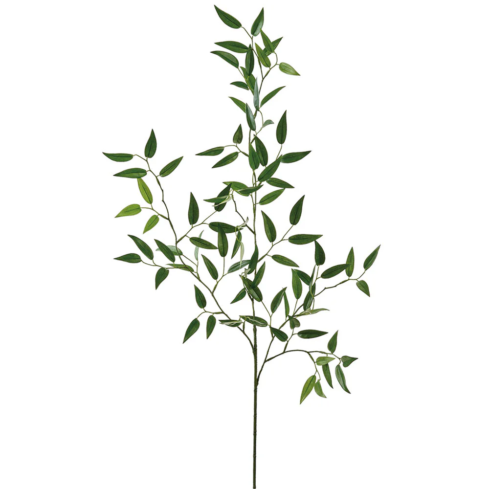 36" Outdoor UV-Resistant Artificial Ruscus Leaf Stem -Green (Pack of 12)
