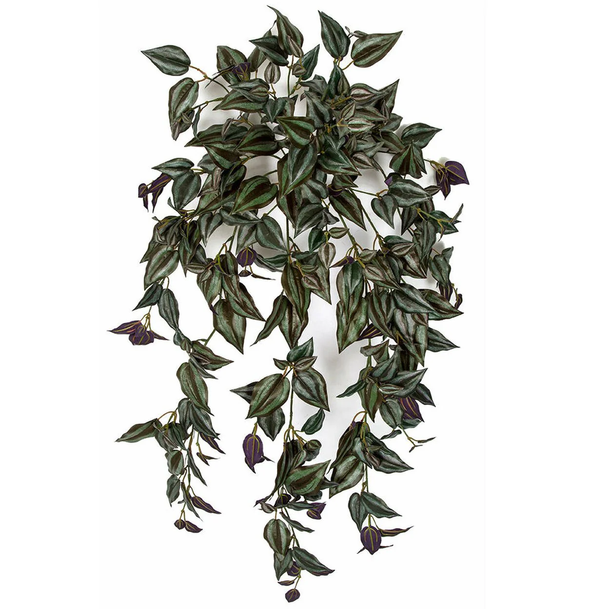 36" Outdoor UV-Resistant IFR Artificial Curly Wandering Jew Hanging Plant -304 Leaves -Green/Purple (Pack of 4)