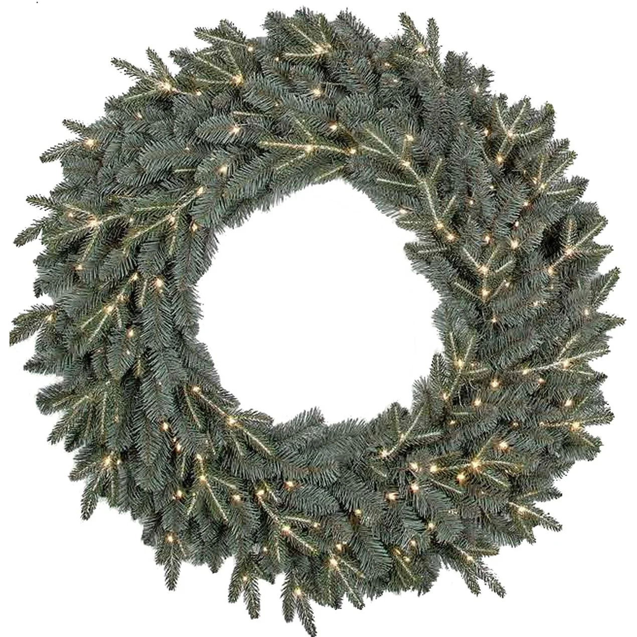 36" PE Appalachian Fir Artificial Wreath, Micro LED Pre-Lit (Twinkle) -Green/Blue