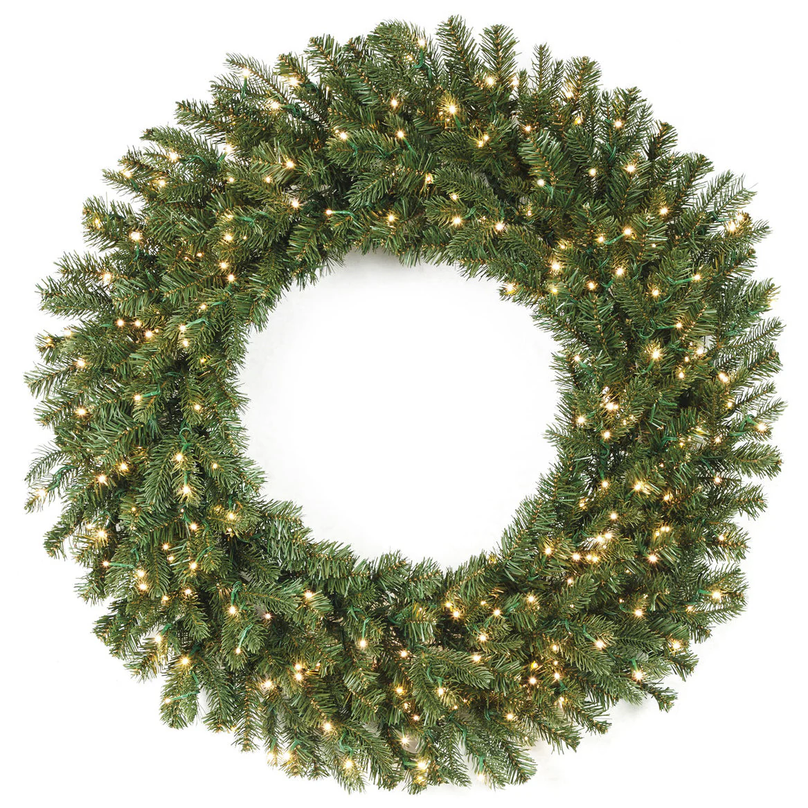 36" PE Cumberland Fir Artificial Wreath, Micro LED Pre-Lit -Green