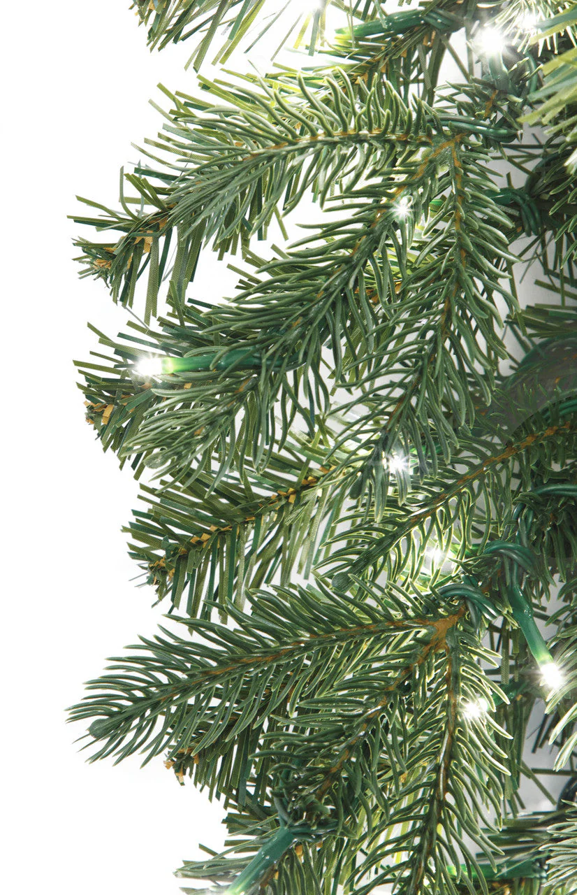 36" PE Cumberland Fir Artificial Wreath, Micro LED Pre-Lit -Green - Image 2
