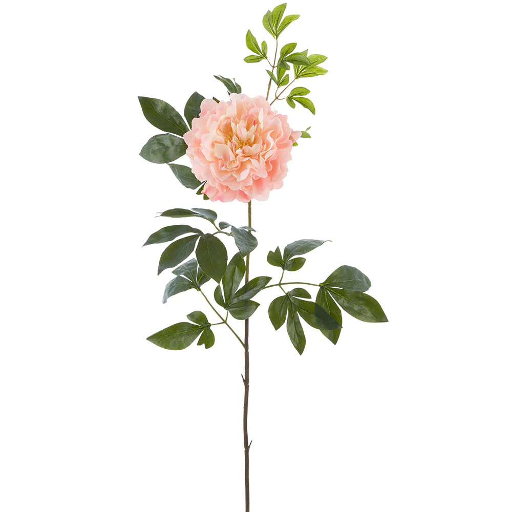 36" Real Touch Peony Silk Flower Stem -Peach (Pack of 6)