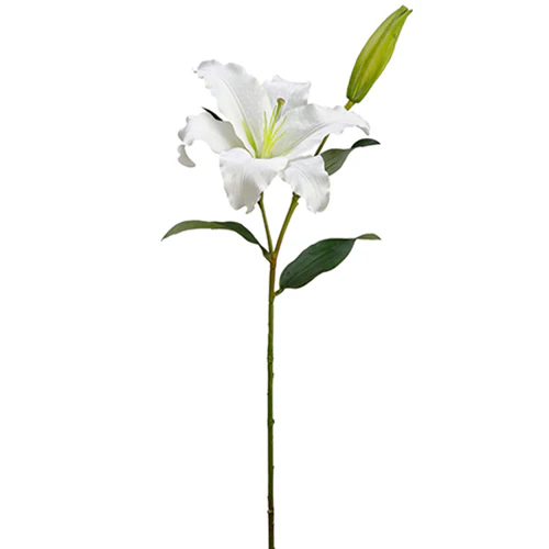 36" Silk Casablanca Lily Flower Stem -White (Pack of 12)