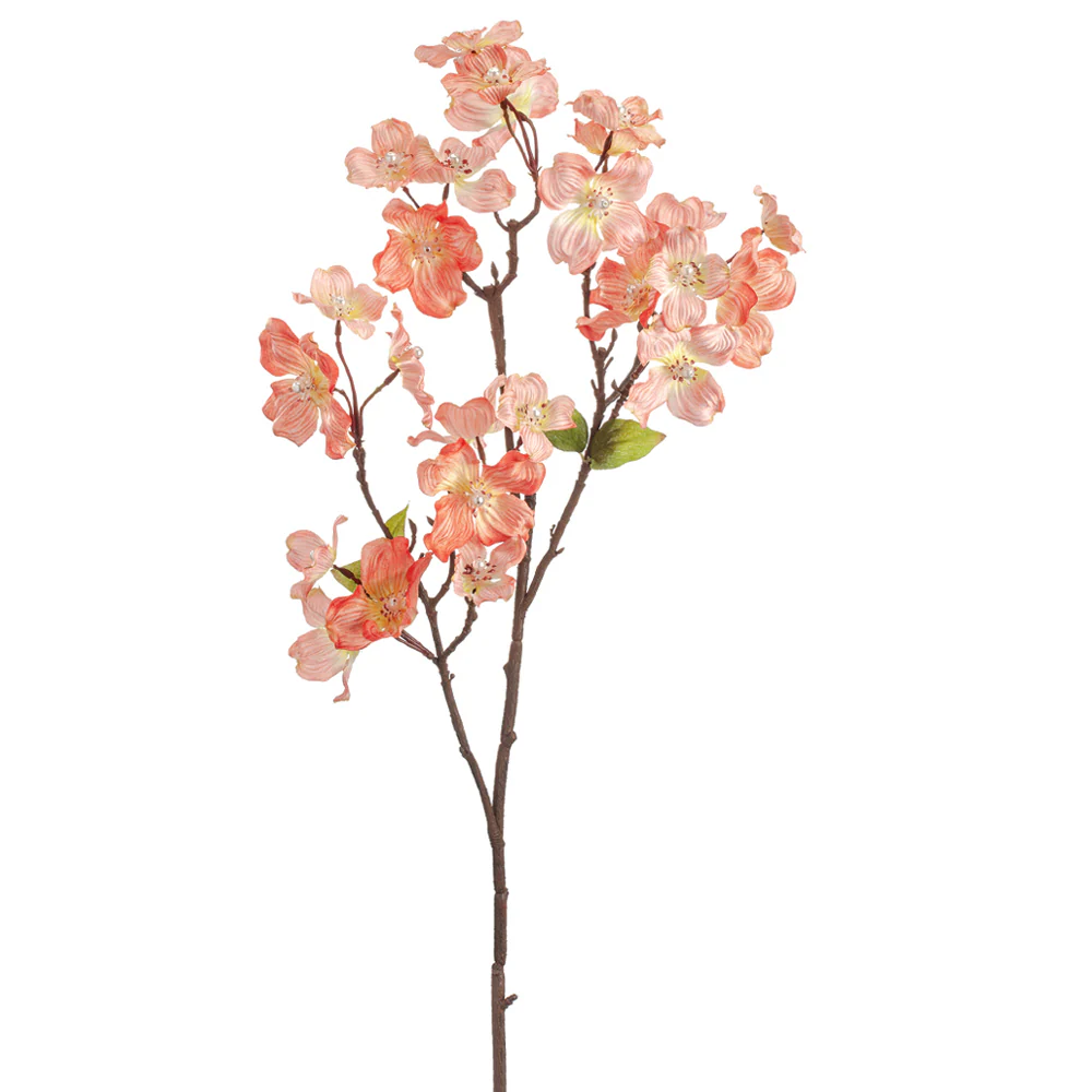 36" Silk Dogwood Flower Stem w/Pearl -Coral (Pack of 6)