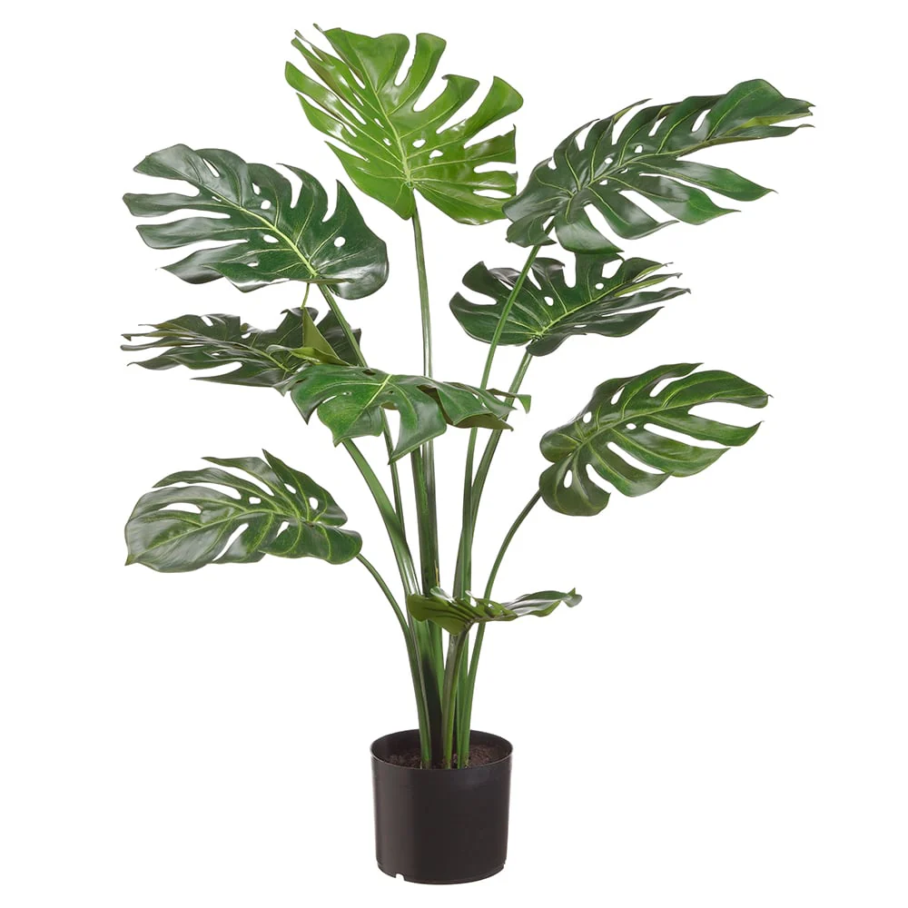 36" Silk Split Philodendron Monstera Plant w/Plastic Pot -Green (Pack of 2)