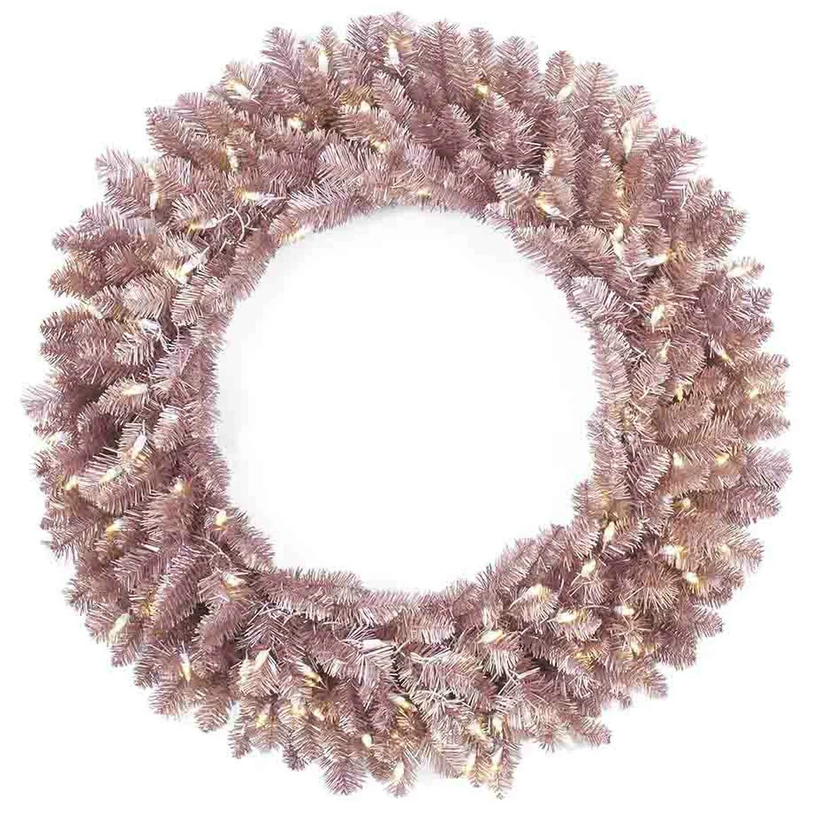 36" Tinsel Matte Blush Artificial Wreath, LED Pre-Lit -Blush