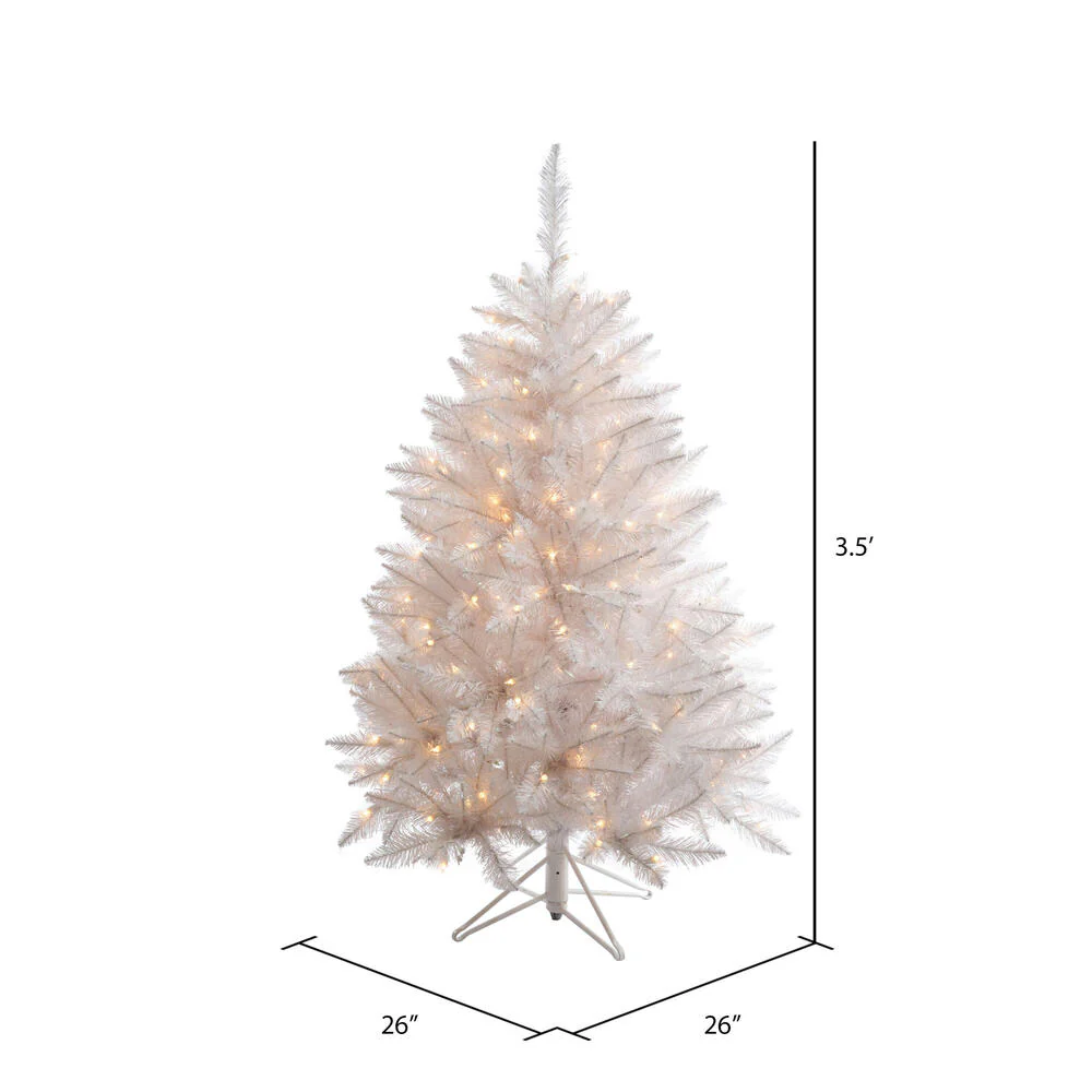 3'6"Hx26"W Sparkle White Spruce Artificial Christmas Tree, LED Pre-Lit -White - Image 3