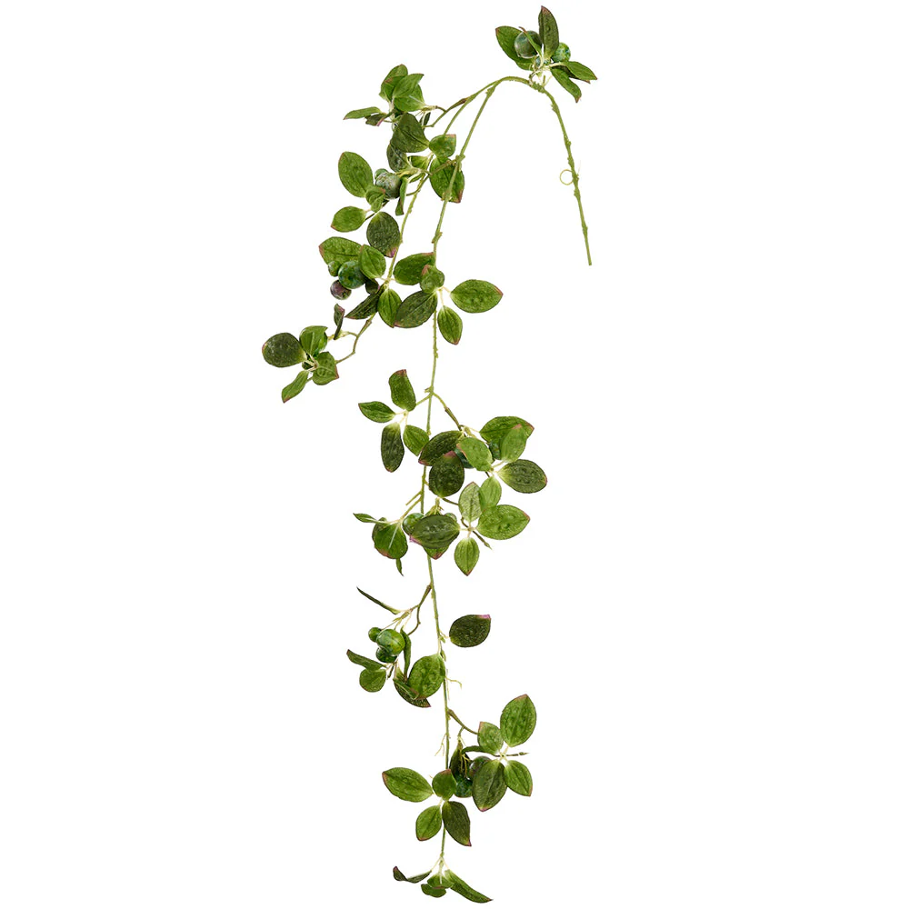 37.5" Hanging Artificial Crabapple Fruit Stem Vine -Green (Pack of 6)