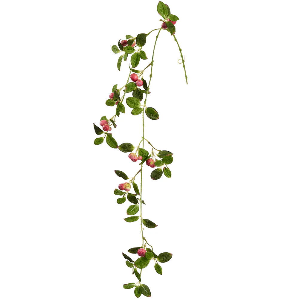 37.5" Hanging Artificial Crabapple Fruit Stem Vine -Rose (Pack of 6)