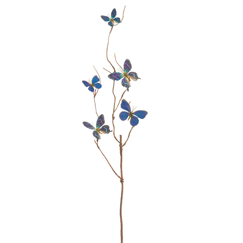 37" Butterfly Artificial Stem -2 Tone Blue (Pack of 12)
