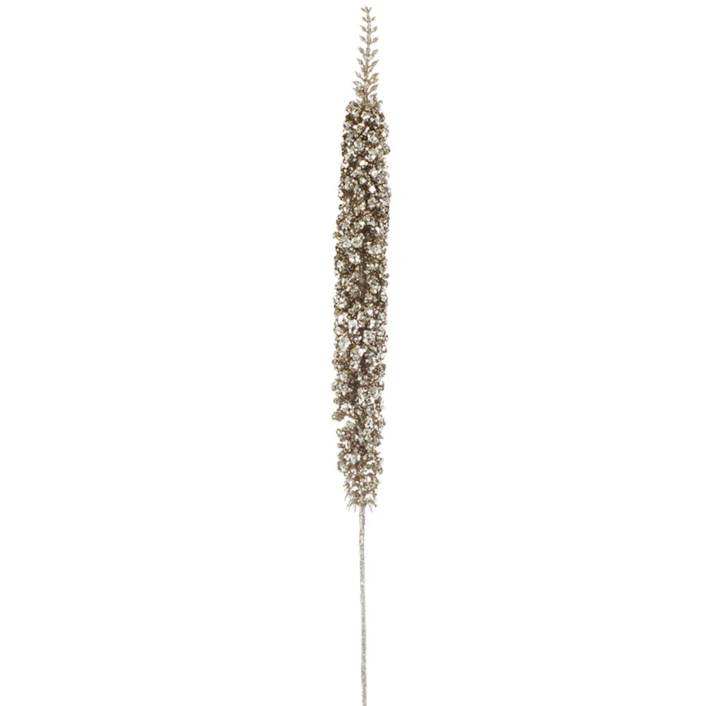 37" Glittered Artificial Foxtail Flower Stem -Champagne (Pack of 12)