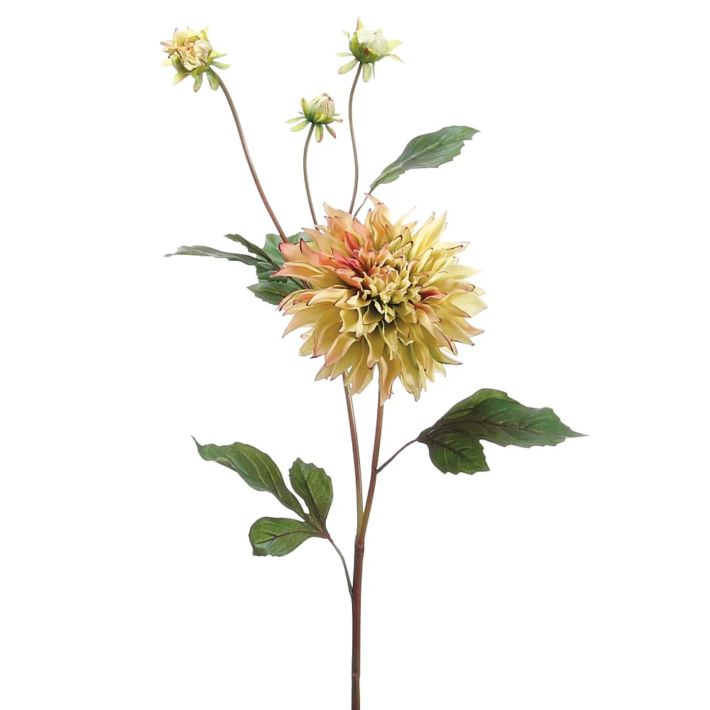 37" Hand-Wrapped Silk Garden Dahlia Flower Spray -Green/Purple (Pack of 12)