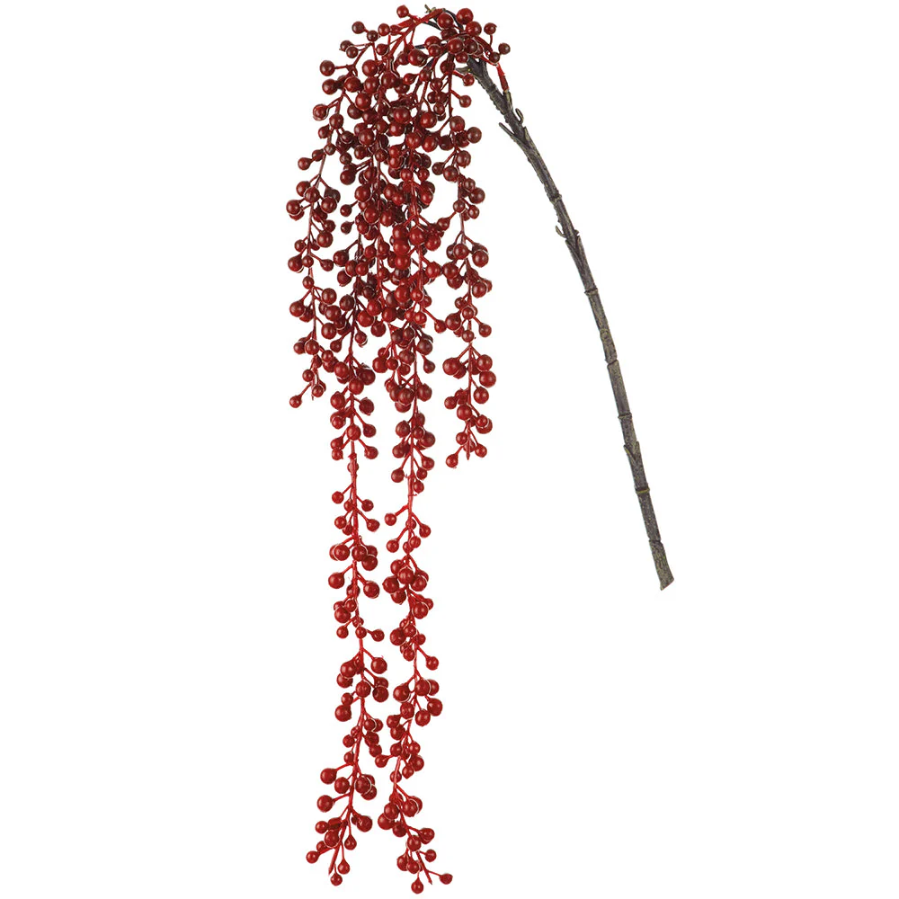 37" Hanging Artificial Berry Stem -2 Tone Red (Pack of 12)