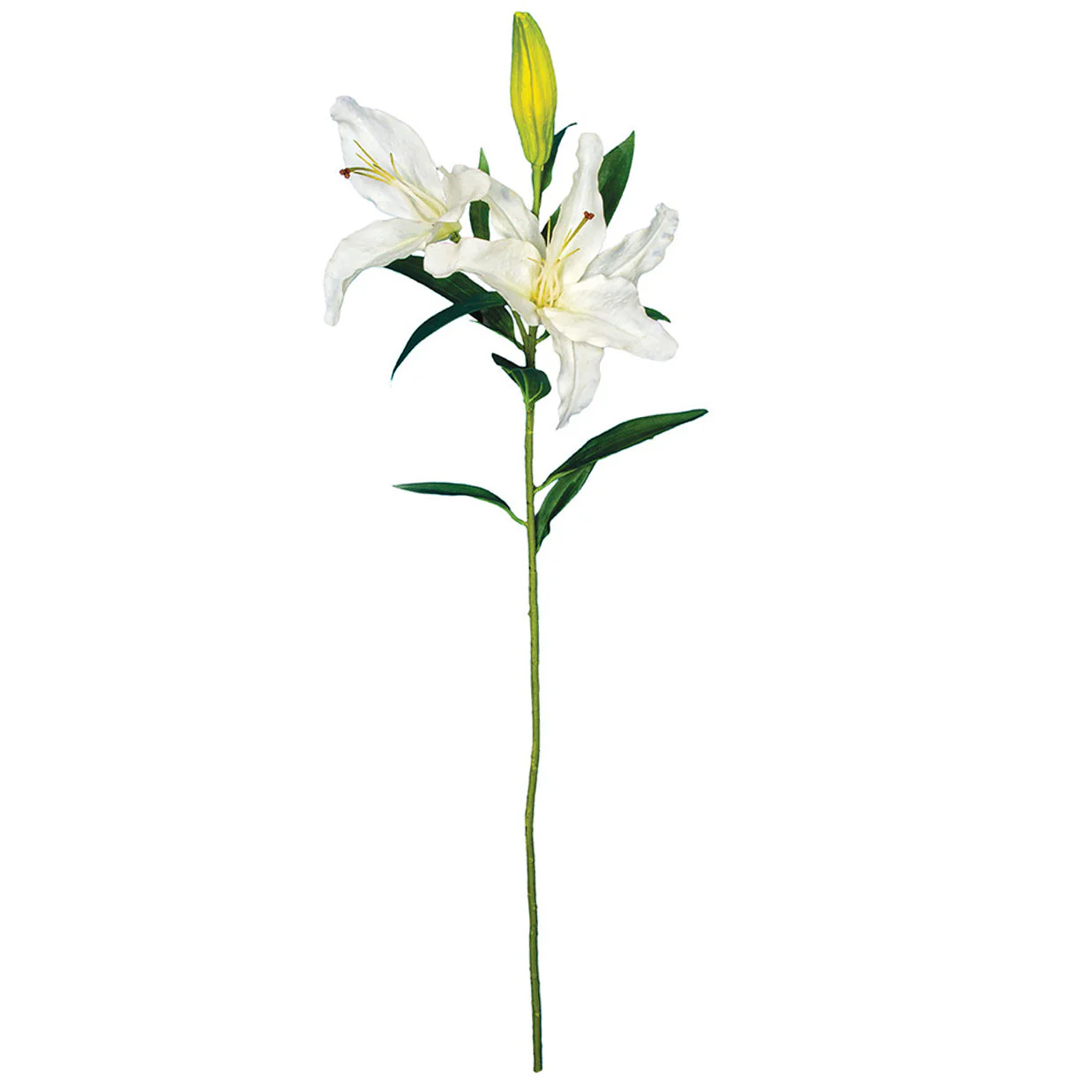 37" Lily Silk Flower Stem -White (Pack of 6)