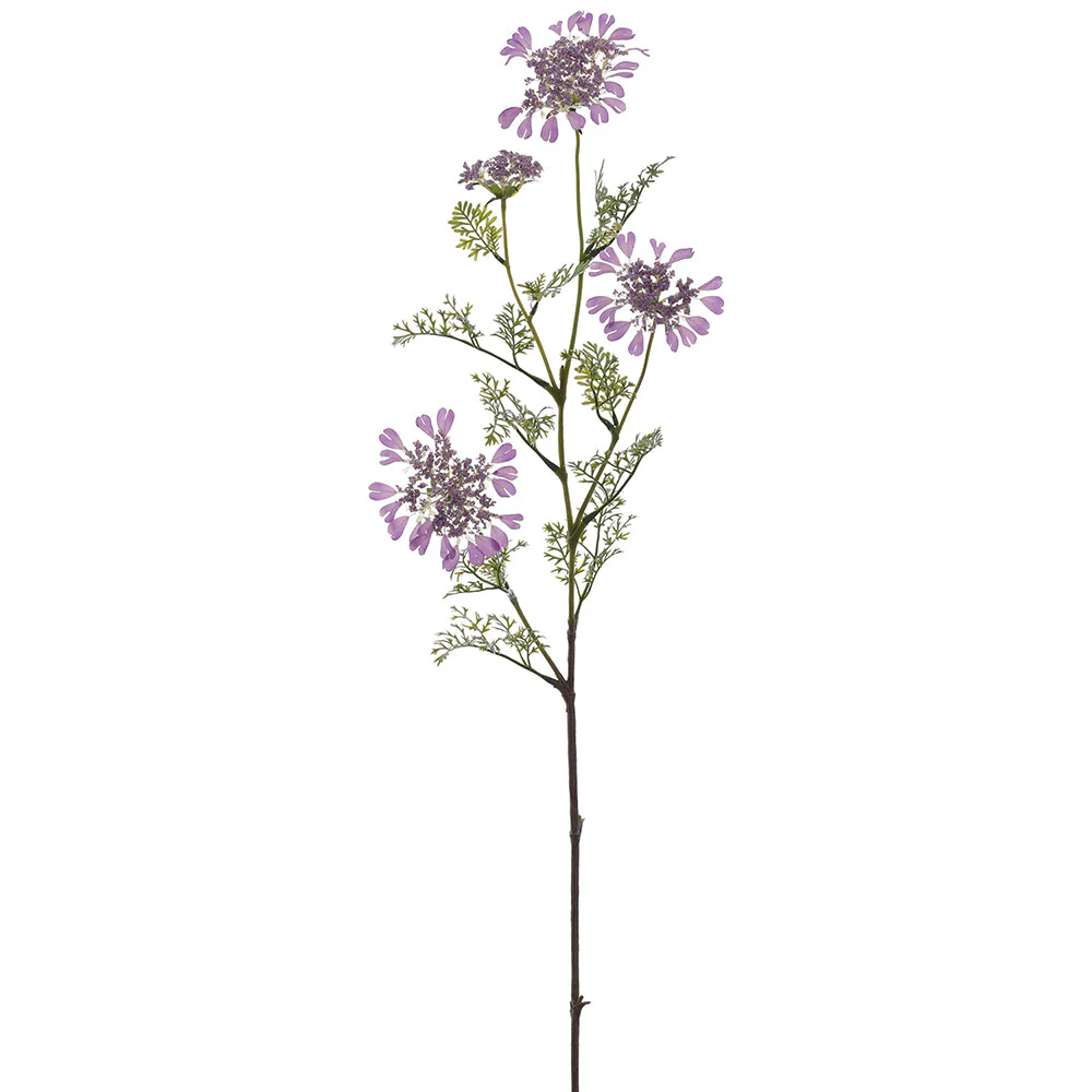 37" Orlaya Grandiflora White Lace Silk Flower Stem -Lavender (Pack of 12)
