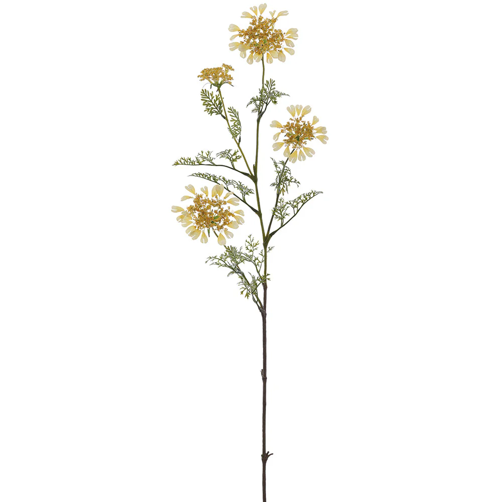 37" Orlaya Grandiflora White Lace Silk Flower Stem -Yellow (Pack of 12)