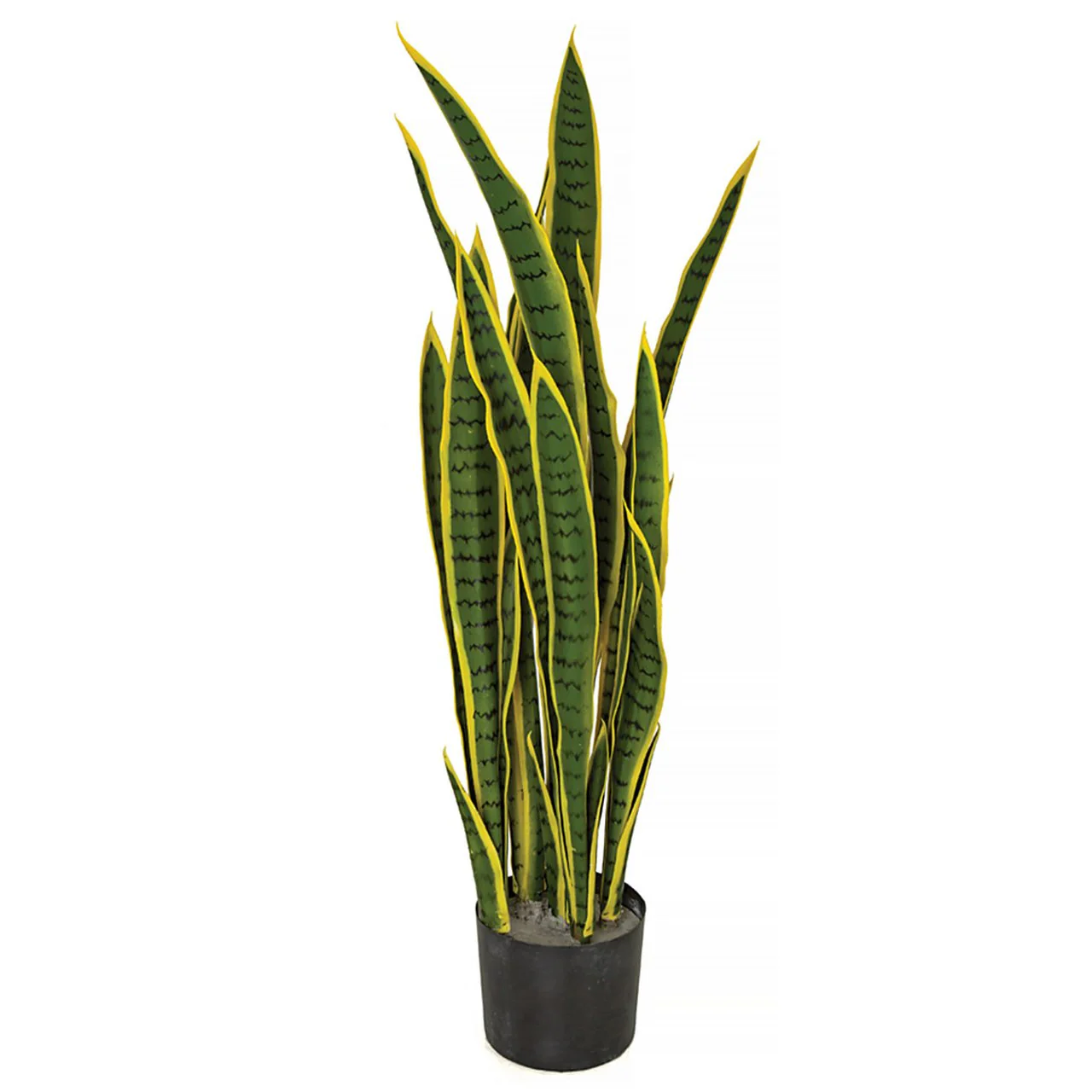37" Outdoor UV-Resistant Artificial Sansevieria Snake Plant w/Pot -Green/Yellow