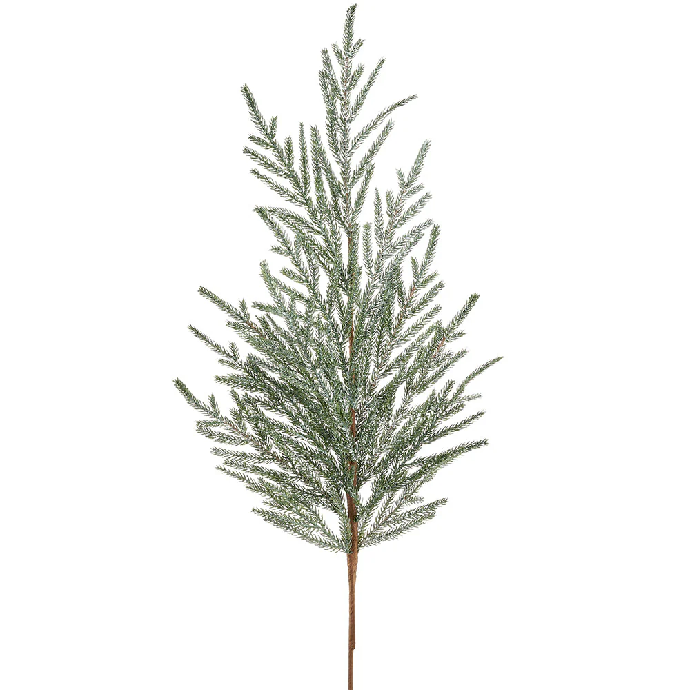 37" PE Soft-Touch Flocked Artificial Cypress Stem -Green/White (Pack of 12)