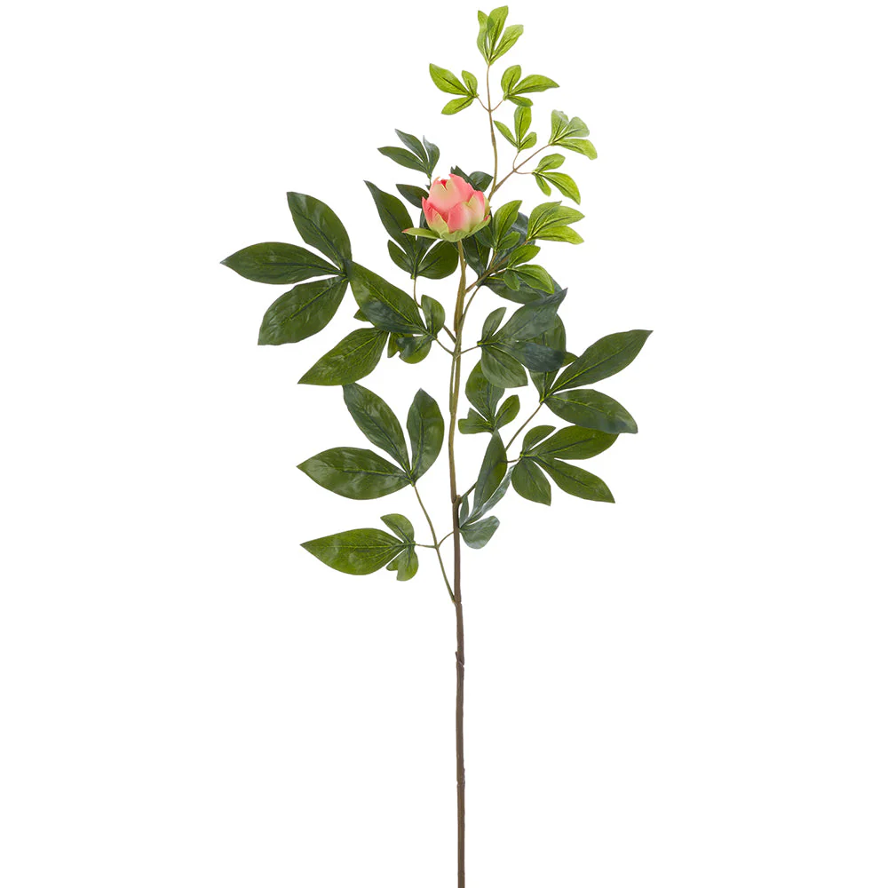 37" Real Touch Peony Bud Silk Flower Stem -Peach (Pack of 6)