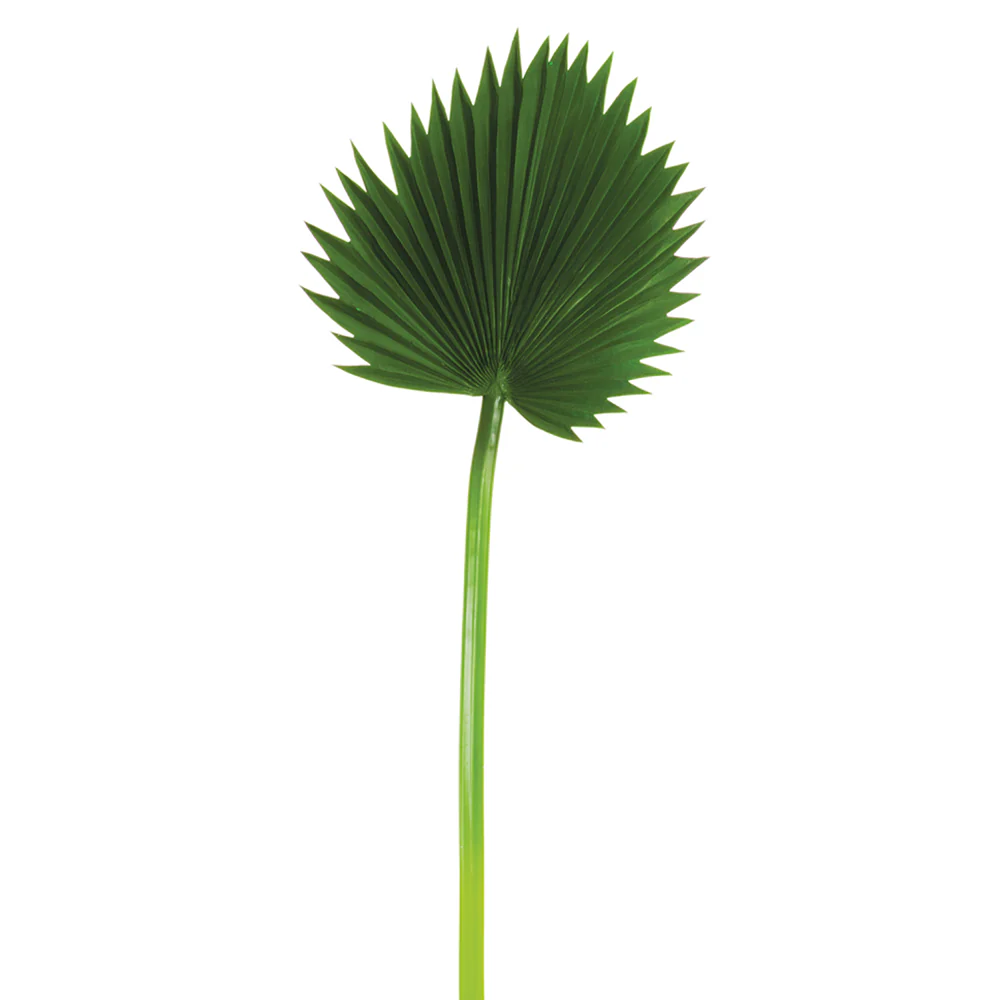 37" Soft-Touch Silk Fan Palm Leaf Stem -Green (Pack of 12)
