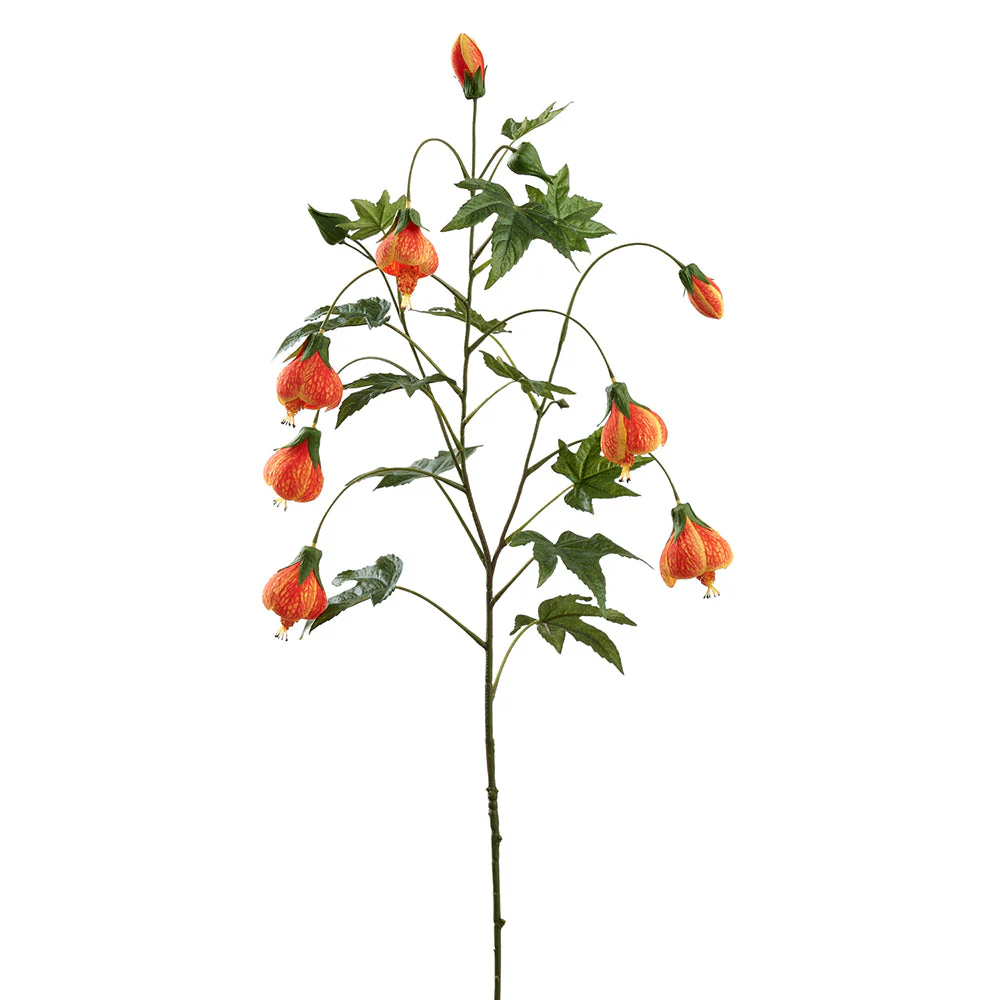 38.5" Abutilon Flowering Maple Silk Flower Stem -Orange (Pack of 12)
