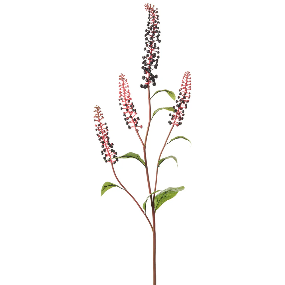 38.5" Soft-Touch Artificial Pokeberry Stem -Red/Black (Pack of 12)