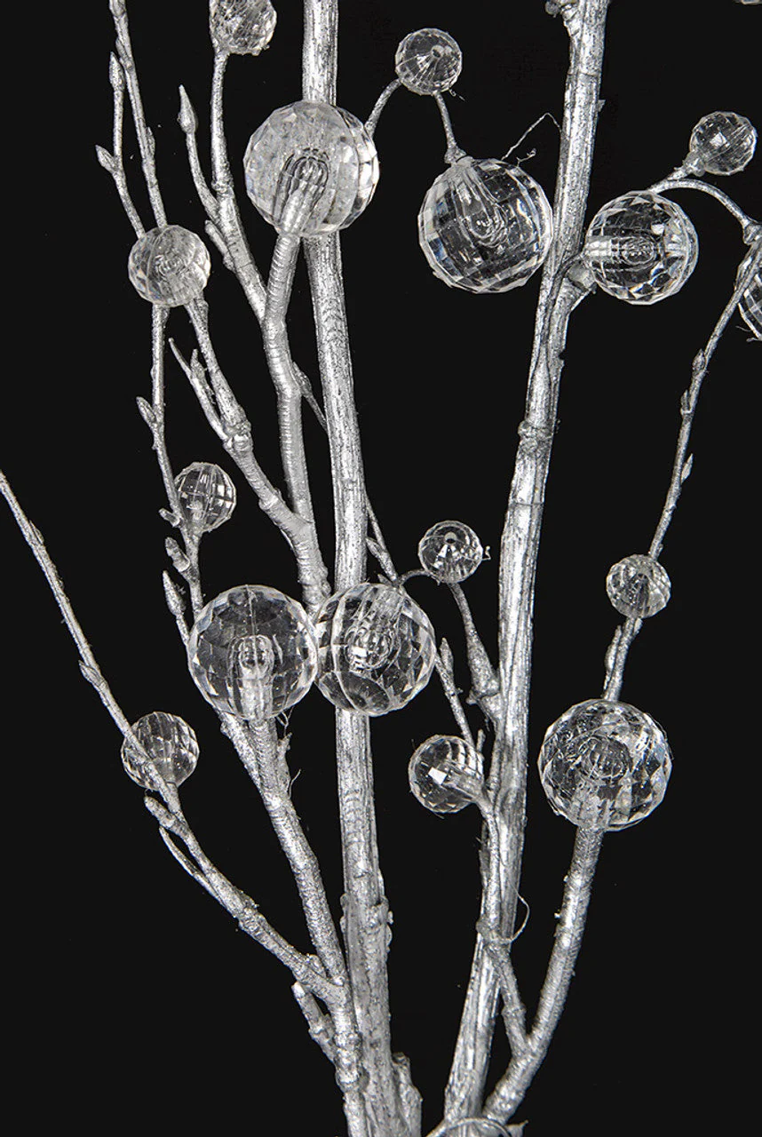 38" Acrylic Crystal Artificial Twig Stem -Silver/Clear (Pack of 6) - Image 2