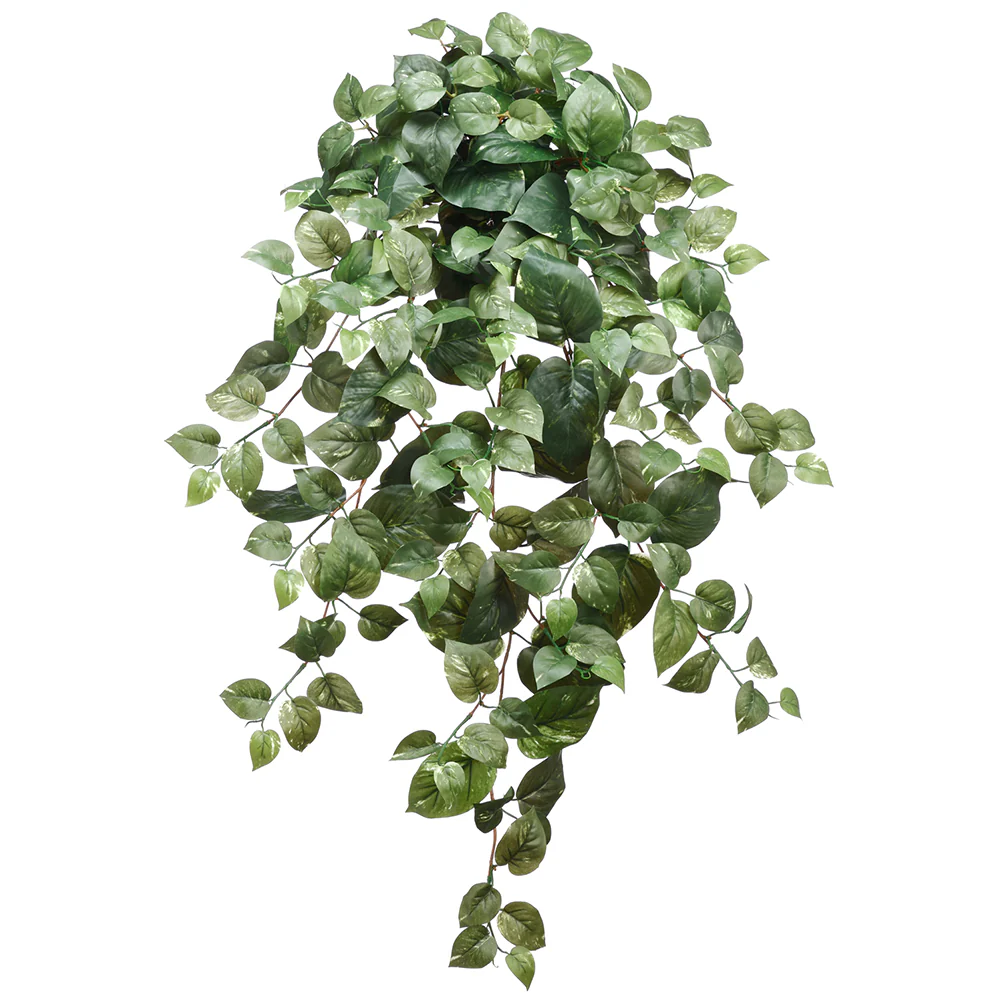 38" Hanging Silk Puff Pothos Leaf Plant -Green (Pack of 6)