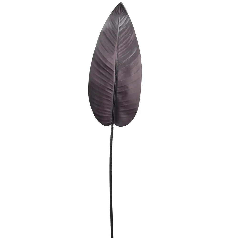 38" Metallic Artificial Canna Leaf Stem -Black (Pack of 12)