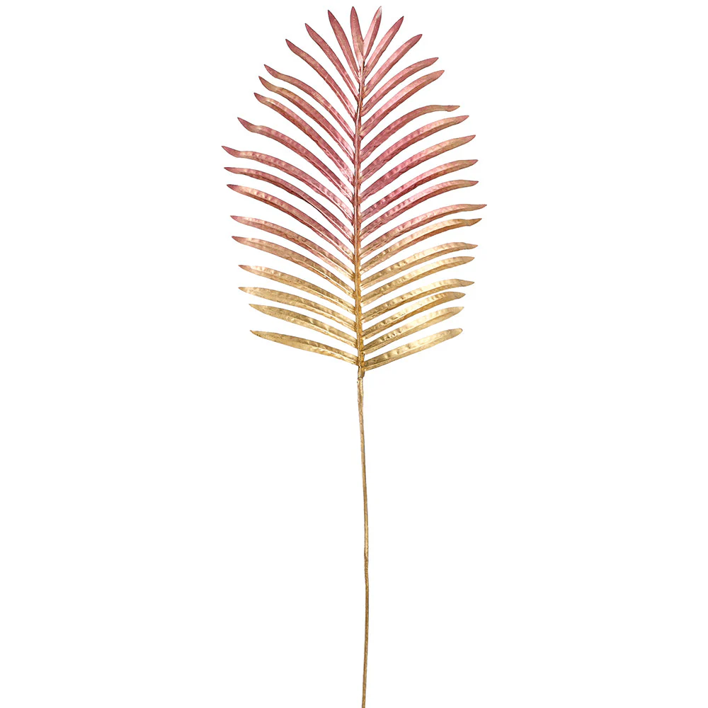 38" Metallic Artificial Palm Leaf Stem -Red/Gold (Pack of 12)