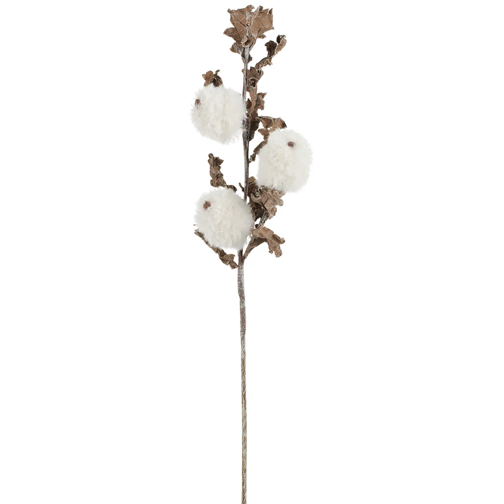 38" Pompon Artificial Flower Stem -Cream (Pack of 12)
