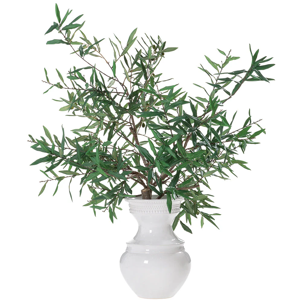 3'8"Hx40"W Olive Branch Artificial Tree w/Ceramic Vase -Green