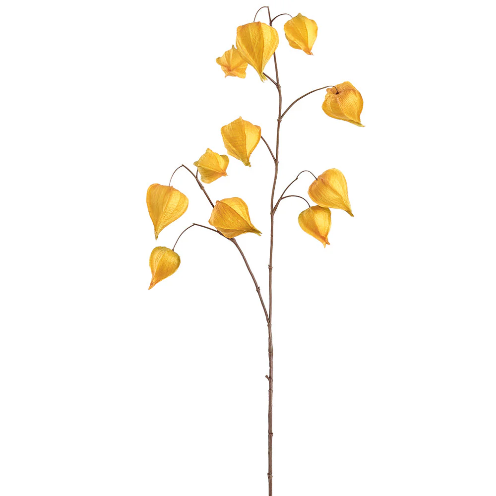 39" Artificial Chinese Lantern Flower Stem -Yellow (Pack of 12)