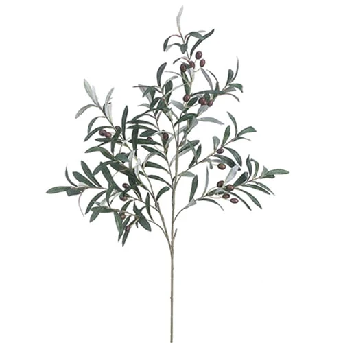 39" Artificial Olive Leaf Stem With Olives -Green/Plum (Pack of 12)