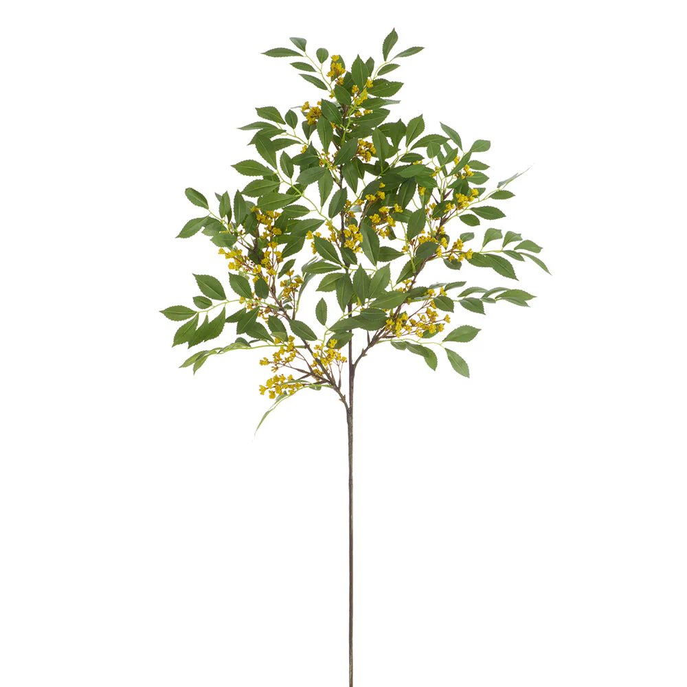 39" Blooming Sumac Leaf Artificial Flower Stem -Yellow (Pack of 12)